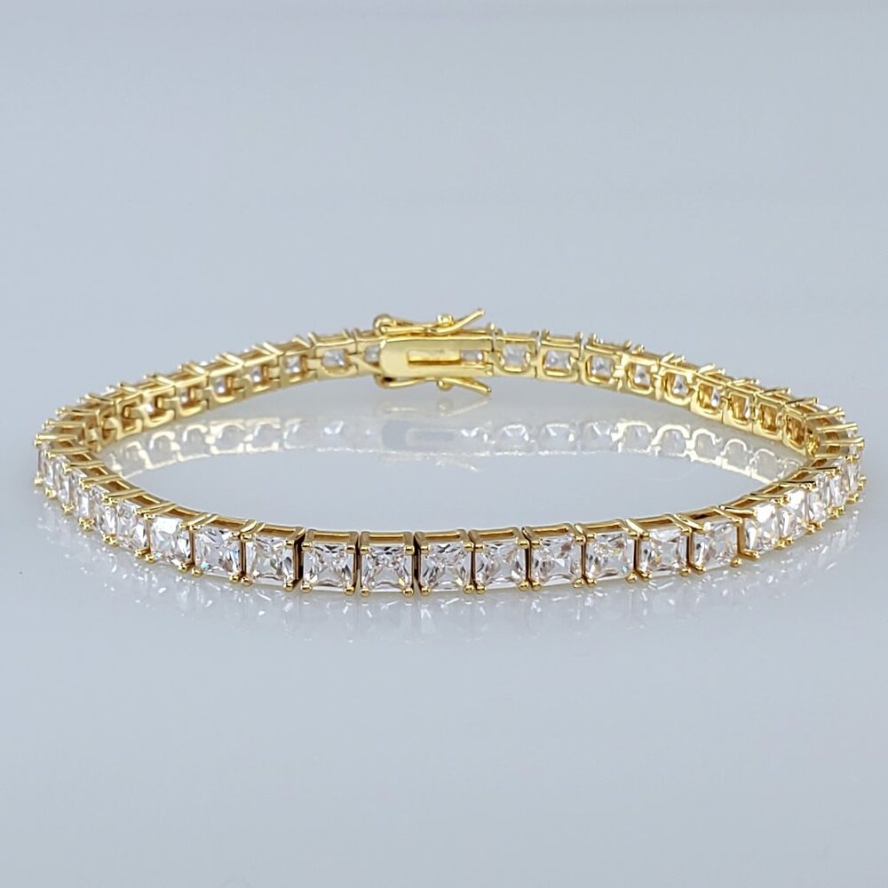 14K Gold 2ct Square Diamond Womens Tennis Bracelet 14 K Silver Jewelry 7" 8"